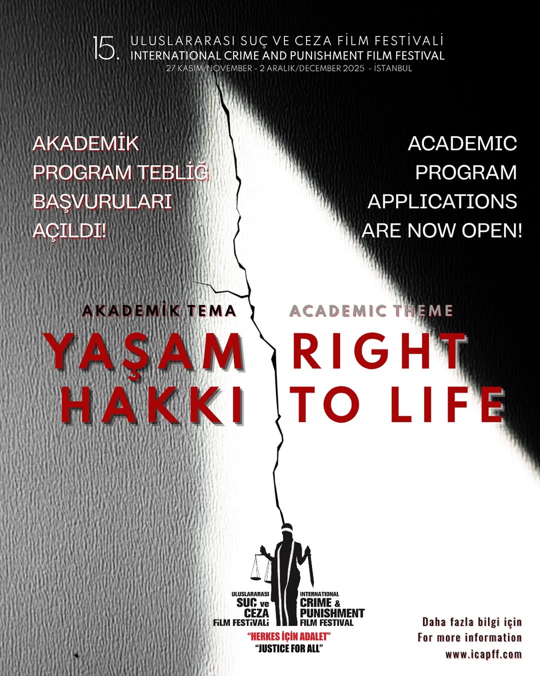 15. Uluslararası Suç ve Ceza Film Festivali Akademik Programı için Tebliğ Başvuruları Başladı