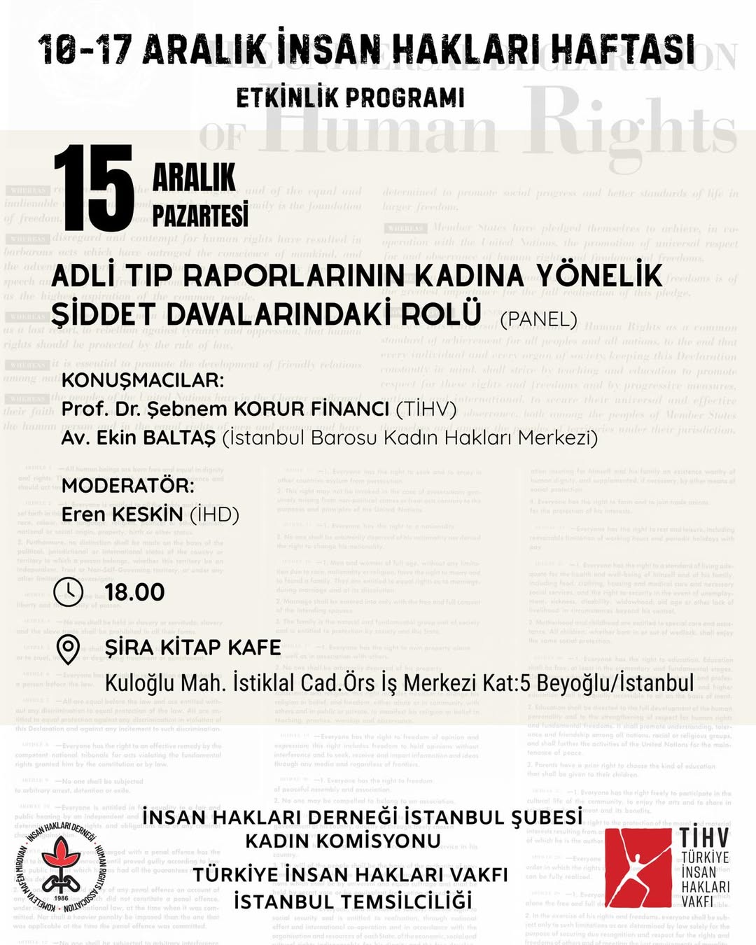 Kadına Yönelik Şiddet Davalarında Adli Tıp Raporları İnsan Hakları Haftası’nda Ele Alınacak